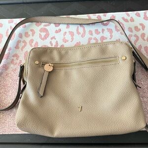 Seven Days Tan Pebbled Leather Crossbody Bag